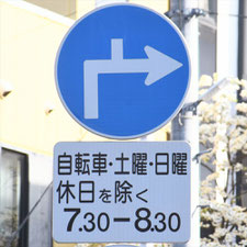 異形矢印標識(指定方向外進行禁止)。栃木県宇都宮市にある。