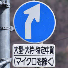 異形矢印標識(指定方向外進行禁止)。長野県諏訪市にある。