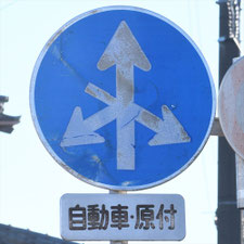 異形矢印標識(指定方向外進行禁止)。新潟県新潟市にある。