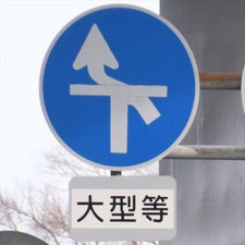 異形矢印標識(指定方向外進行禁止)。愛知県名古屋市にある。
