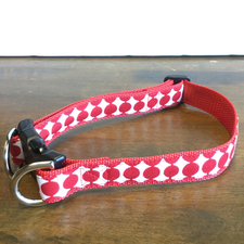 ZASH葉山製作　赤テープに白地に赤い水玉の首輪　中型犬用