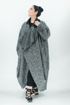 Oversized Mantel aus Wollstoff