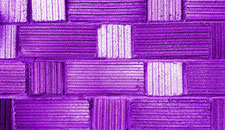 purple contrasting with neutral tones works well in this kitchen
