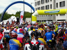 Randonneur cyclists from around the world at the start of Paris-Brest-Paris 2015