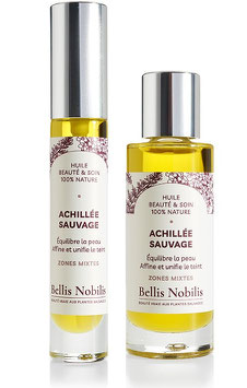 Huile sérum d'Achillée sauvage : régule la peau mixte, réduit les pores apparents, agit contre la couperose et les rougeurs de la peau, favorise la cicatrisation (acné et boutons, rasage, épilation).