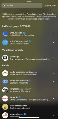 Übersicht der Gemeinnützigen Organisationen