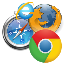 Logos der verschiedenen Browser für Computer 