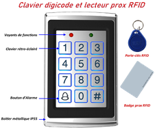 Clavier digicode et lecteur prox RFID