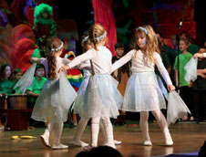 Tanz, Gesang, Schauspiel: Das Kindermusical "Panik im Regenwald" begeisterte das Publikum in der Erkelenzer Stadthalle. Der Stadtmusikbund hat dazu mit Erfolg viele Akteure zusammengebracht. FOTO: Jürgen Laaser