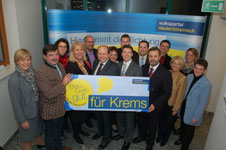 Landtagspräsident Hans Penz und Landesrätin Barbara Schwarz präsentieren die Kandidaten der Volkspartei Krems: Josef Edlinger, Gabi Gaukel. Beatrix Konicek, Thomas Redl, Roman Janacek, Ludmilla Etzenberger, Thomas Hagmann, Franz-Xaver Broidl, Stefan Seif,