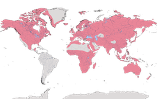 Karte zur Verbreitung der Fasanenartigen (Phasianidae)