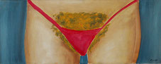 Ronald Kodritsch,    "Bikinimädchen",1999,  Öl/Leinwand,  50x20xm