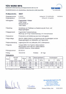 Prufbericht als Nachweis der guten Druck-und Abriebfestikeit für den von uns hergestellten farbigen Fugenmörtel,Fugenmörtel außen, fugenmörtel fliesen, fugenmasse fliesen, fliesen fugenmasse, pflasterfugenmörtel, fliesen fugenmörtel, fugenzement, fugenmas