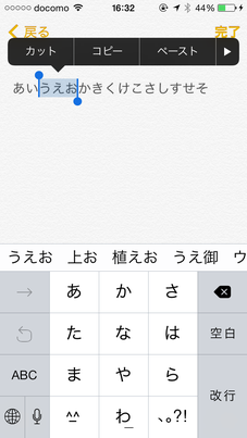 入力文字の選択範囲