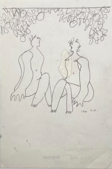 Slavko Kopac, crayon et collage, 1940, monogrammé, expose à la galerie agnes thiébault, paris 