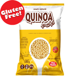 QUINOA POP. Snack Saludable. Apto celíaco. Presentación 80 Grs. Kosher parve: Taham Kosher.  Origen: Argentina.