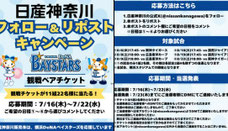 横浜無料招待 - 横浜ベイスターズ 観戦ペアチケットプレゼント