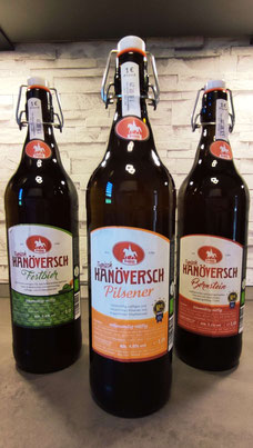 Drei 1l-Flaschen Hanöversch aus der Brauerei Ernst August in Hannover
