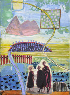 Mixed Media: Acrylfarbe und Collage
