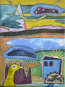 Mixed Media: Acrylfarbe und Collage
