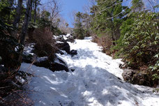 蓼科山　残雪期登山　ツアー　軽アイゼン