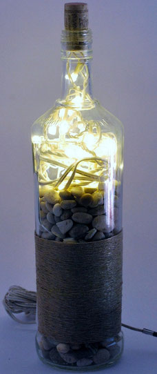 LD - lampada decorativa con sassi a base cromatica bianca e luci a led bianche