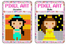 modèle pixel art simple à reproduire princesses Disney
