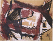 Eduard Bousrd Bangerl, "o.T.", Mischtechnik / Papier, 62x68cm, 1995