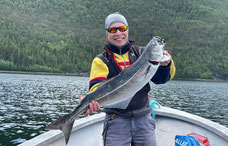 Lachse angeln in Norwegen, Unterwasser Aufnahmen, mittlerer Fluss, mit Blinker