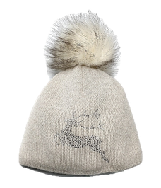 Haube mit Hirsch-Sequins, beige