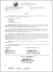 TESDA（フィリピン教育庁）認定校; NTR No. 201407030004-6。SSP認定校; No. RBR-00-57。