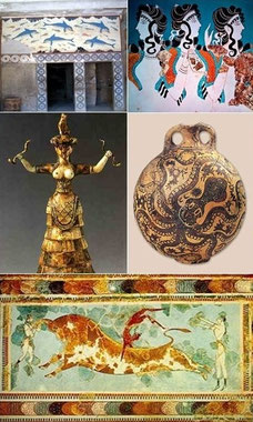 En la cultura cretense preindoeuropea la dimensión sagrada femenina es palpable en todo su arte colorido y naturalista.