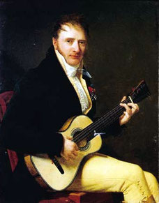 Graf Ch.-A. Tertre beim Gitarrenspiel. Gemälde von H.-F. Riesener. 1814.