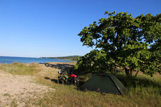 Camp am Stadtstrand von Vik.