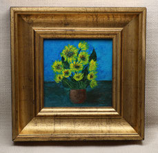 "Sonnenblumen" Acryl Bild auf Malkarton mit Goldrahmen