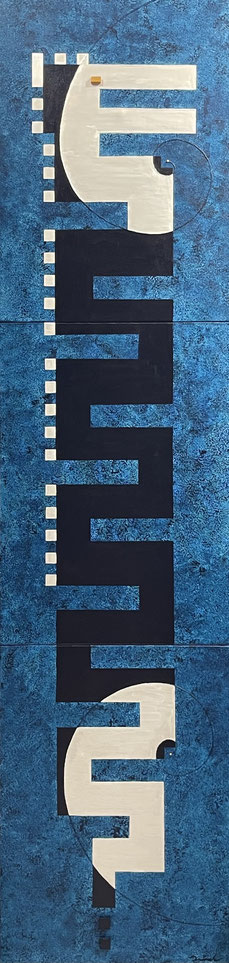 龍神図 2   P8×3   333mm×1365mm(333mm×455mm each)  2025 Acrylic on canvas, wood