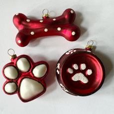 Druckatelier46 Weihnachtsugeln Hundeset Napf, Pfötli, Knochen