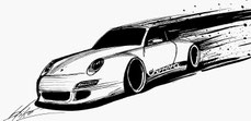 artiste, peintre, designer, porsche, 911, carrera, draw, sketch, black, white, smoking dandy, art, fine art, spyder, outlaw, rwb, speedster, targa