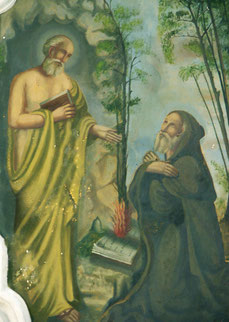 Calenzana - Visite de Saint Antoine abbé à Saint Paul ermite (détail)