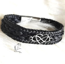 Pferdehaar Armband -Unendlichkeit und Herz-Edelsthal- breit