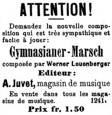 Inserat vom Gymnasianer-Marsch vom Journal du Jura, 10. 4. 1904.