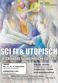 Sci-Fi und Utopisch, Zeichenkurs für Jugendliche, 10 – 14 Jahre, die Insel