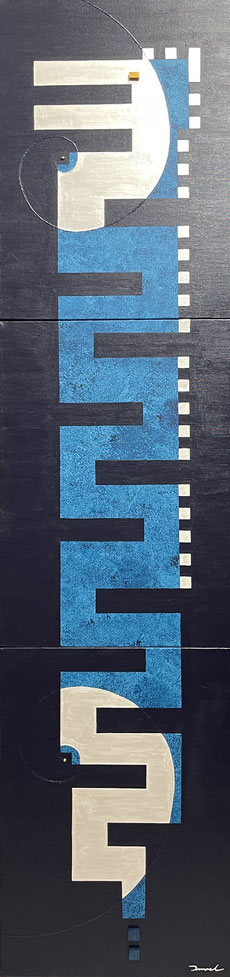 龍神図 1   P8×3   333mm×1365mm(333mm×455mm each)  2025 Acrylic on canvas, wood