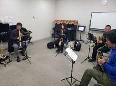 ZERO SAXOPHONE ENSEMBLE：なのはなプラザでの練習の様子