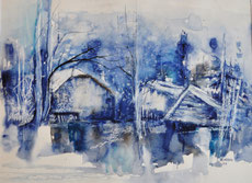 Winter 60x50cm Aquarell mit Passepartout