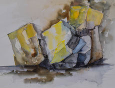 Steinbruch 1 70x50cn Aquarell  mit Passepartout