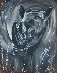 peinture acrylique tableau rhinoceros