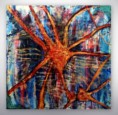 Abstrakte Malerei, Großformat, Moderne Malerei, hochwertige Gemälde, zeitgenössische Malerei, Acrylbilder, Kunstgalerie, Originalbilder, Abstrakte Malerei, Abstrakte Kunst, Oktopus, Octopussi, Tiere, figurative, Malerei, Bilder, Rot, Blau,