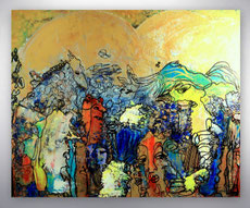 figuren, figurative Bilder, Strukturen, Gesichter, abstrakte Kunst, Originalkunst, handgemalt, moderne Gemälde, großformatige Bilder, Originale, Unikate, gespachtelte, Strukturen, hochwertige Malerei, XXL, Großformat, figurative Malerei, Schiff, U-Boot, .