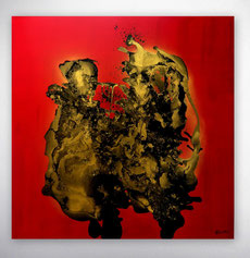Figurative Malerei, Moderne Gemälde, Rot, Gold, Schwarz, Moderne Kunst Acrylbilder, 